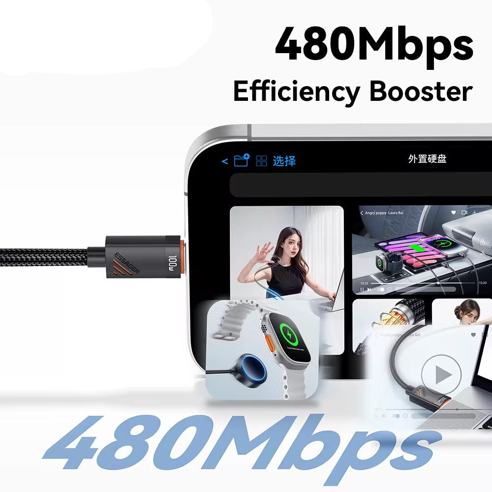 PD 100W 3-in-1 Charging Cable