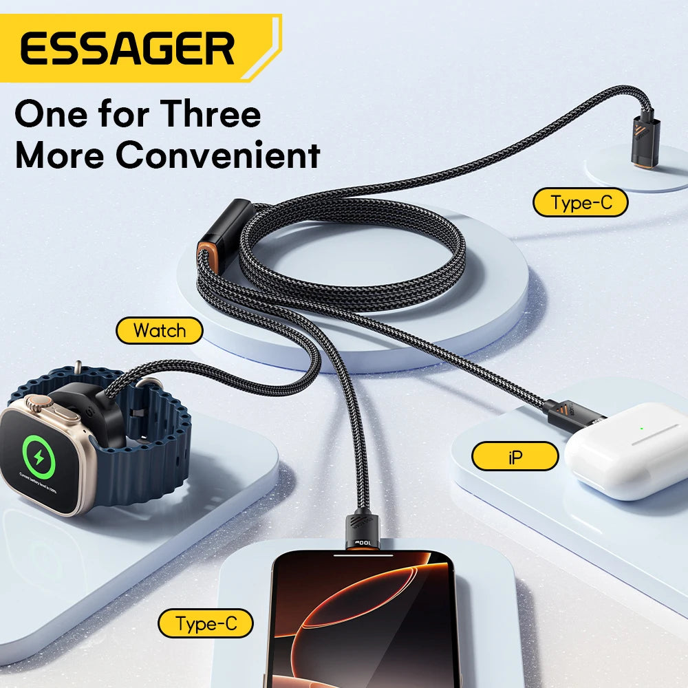 PD 100W 3-in-1 Charging Cable