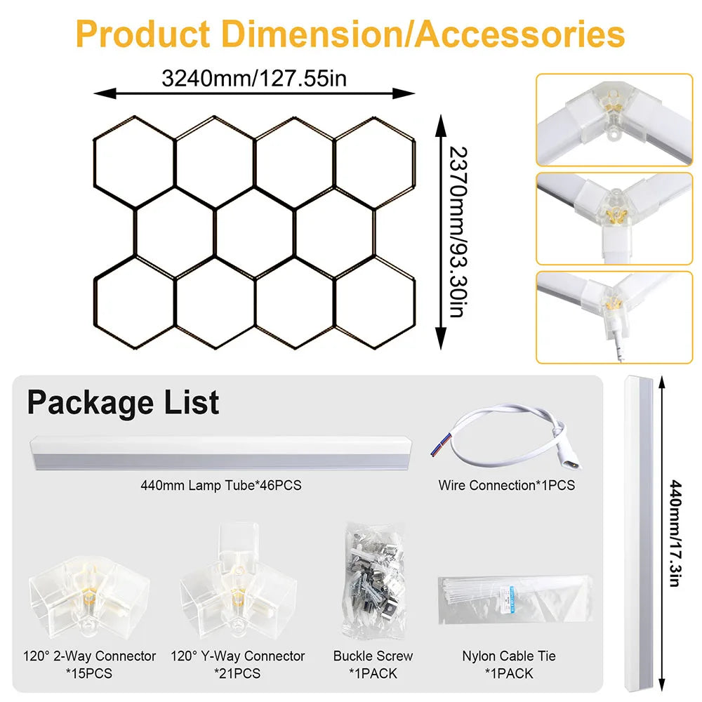 Hexagonal 6500K Garage Light