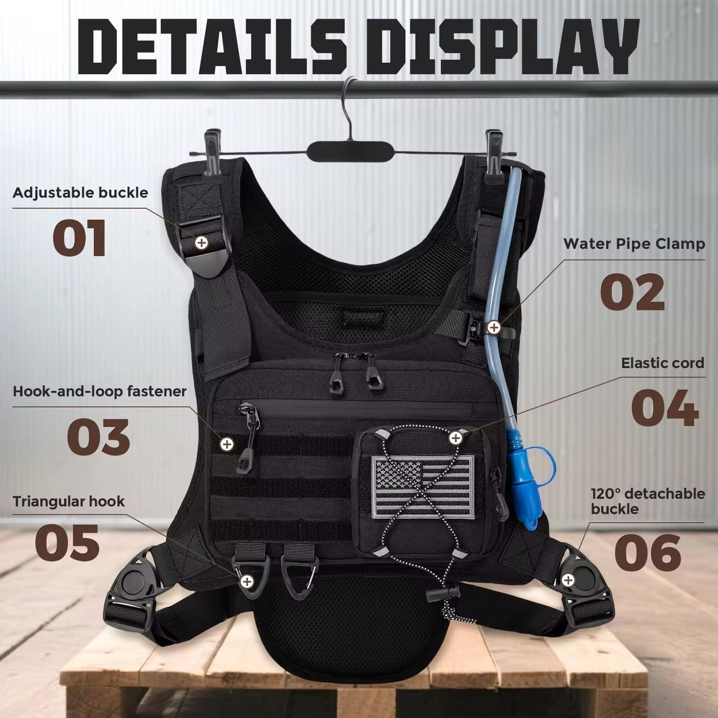 Reflective Chest Pack With Gear Holder, 2L Water Hydration Vest