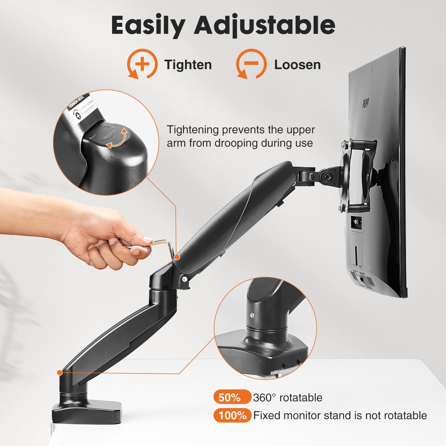 Ergonomic Monitor Mount with Gas Spring