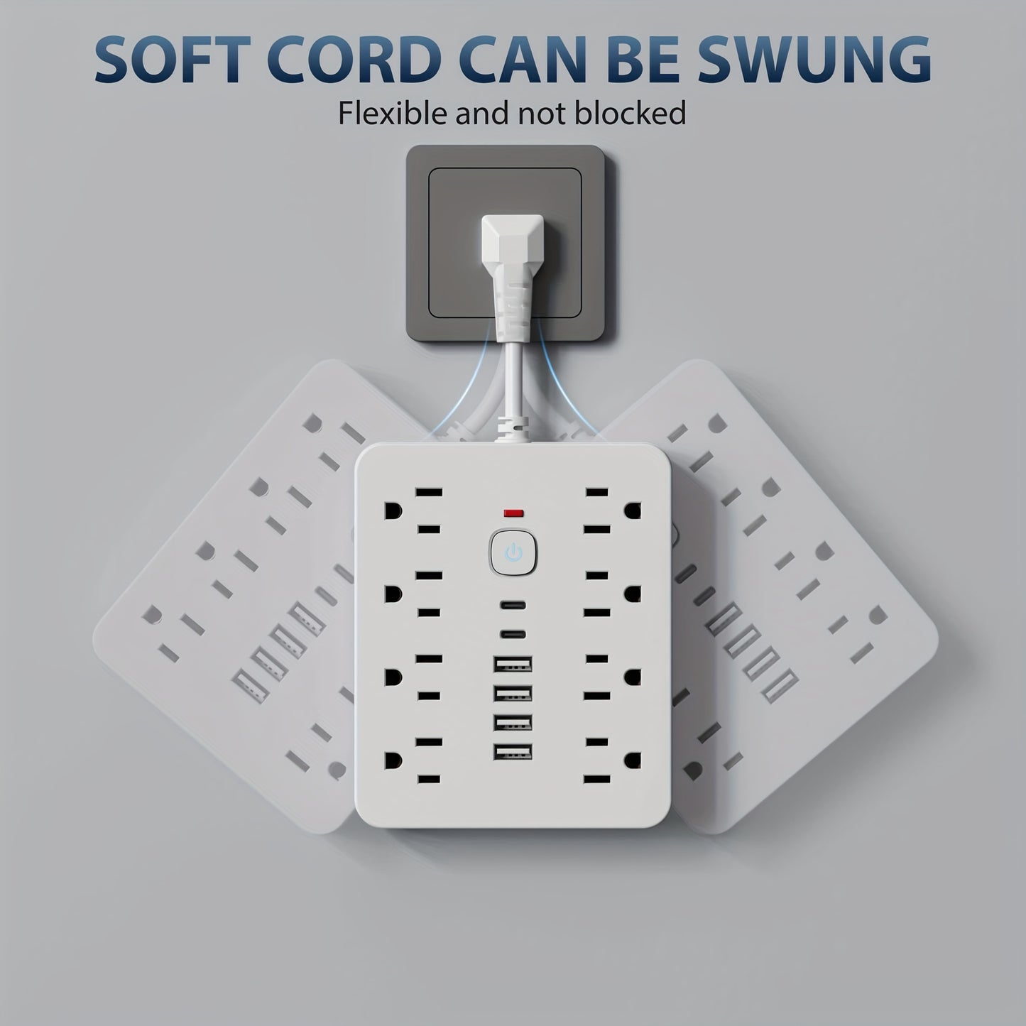14-in-1 Power Strip with Surge Protection and One-Touch Control Switch