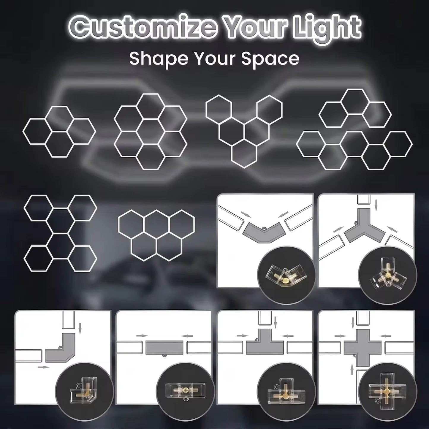 Hexagonal 6500K Garage Light