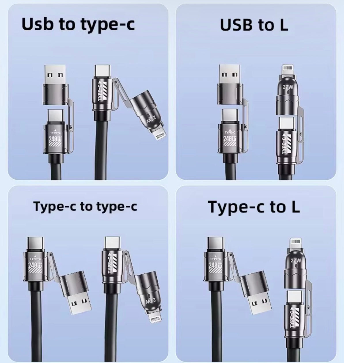 4-in-1 Retrac Charging Cable