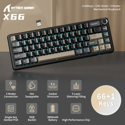 X66 Ergonomic Keyboard with Knob