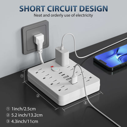 14-in-1 Power Strip with Surge Protection and One-Touch Control Switch