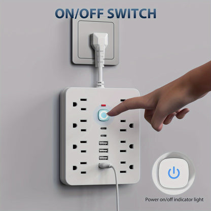 14-in-1 Power Strip with Surge Protection and One-Touch Control Switch