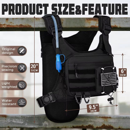 Reflective Chest Pack With Gear Holder, 2L Water Hydration Vest