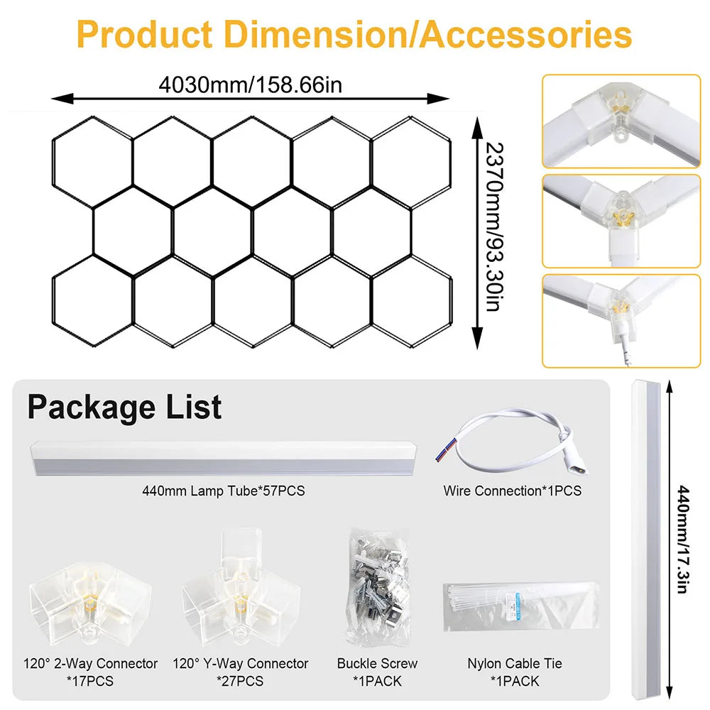 Hexagonal 6500K Garage Light