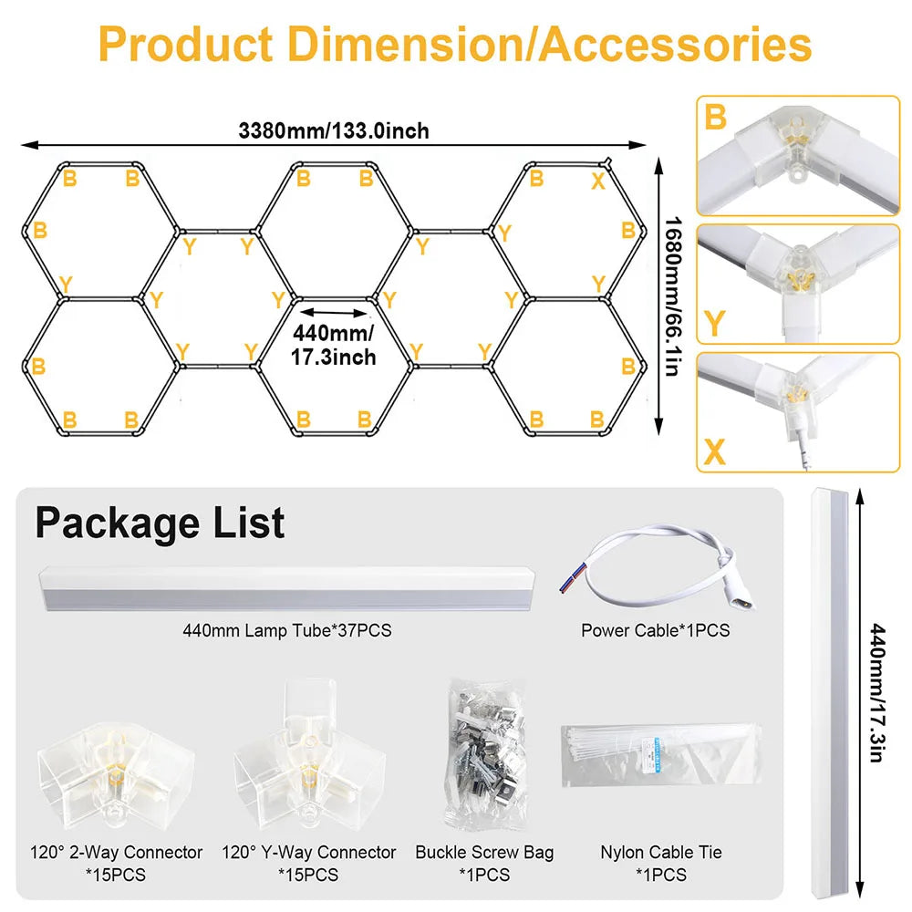 Hexagonal 6500K Garage Light