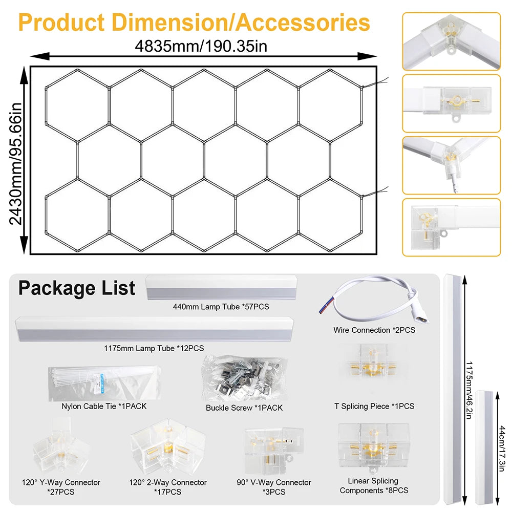 Hexagonal 6500K Garage Light