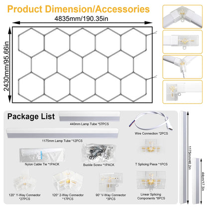 Hexagonal 6500K Garage Light
