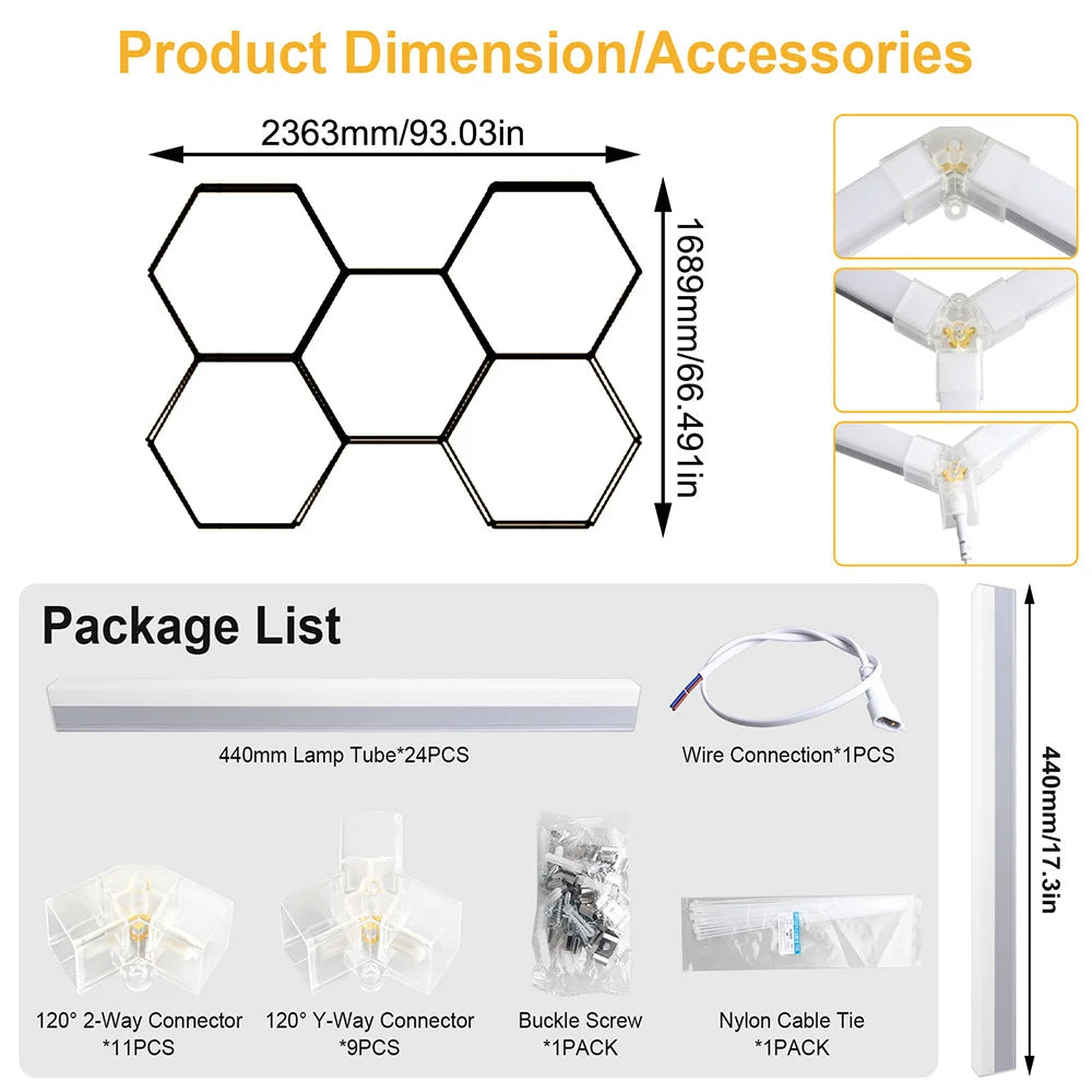 Hexagonal 6500K Garage Light