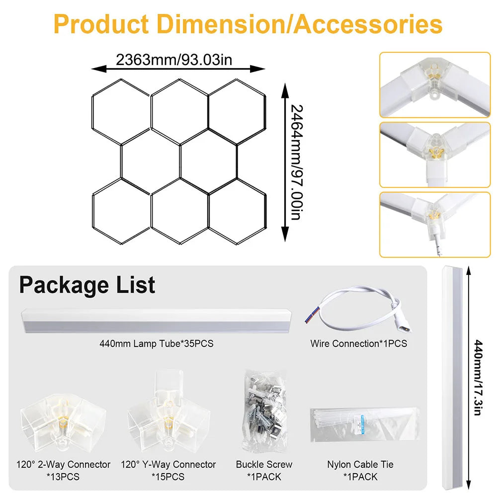 Hexagonal 6500K Garage Light