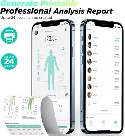 Smart Digital Scale with 8-Electrode Full-Body Analysis for Weight, BMI, and Fat Percentage Measurement