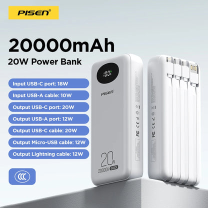 4 Built-in Cables Power Bank
