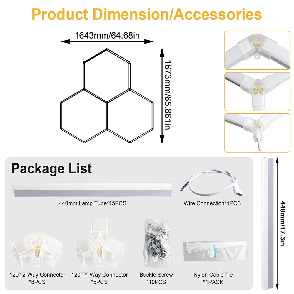 Hexagonal 6500K Garage Light