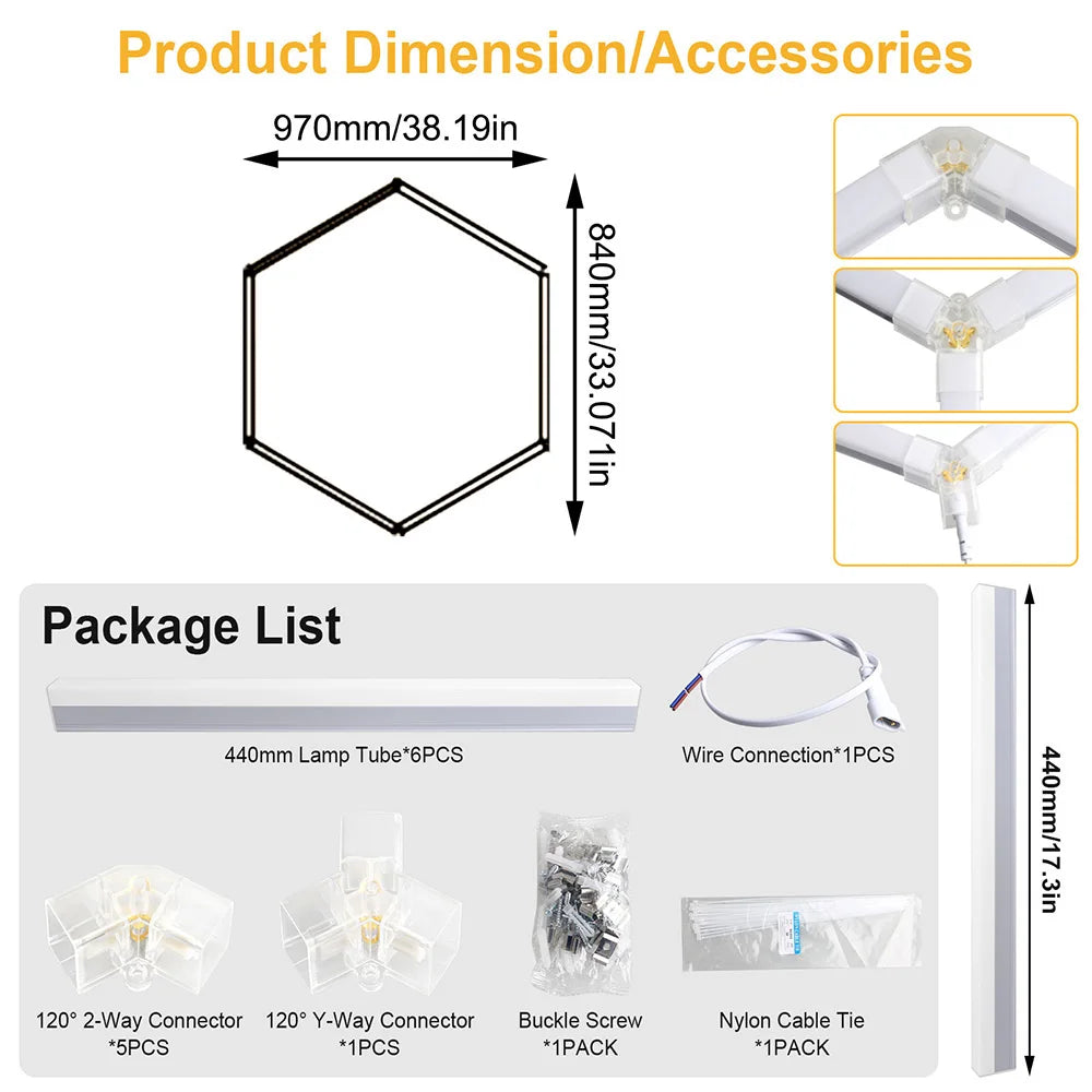 Hexagonal 6500K Garage Light