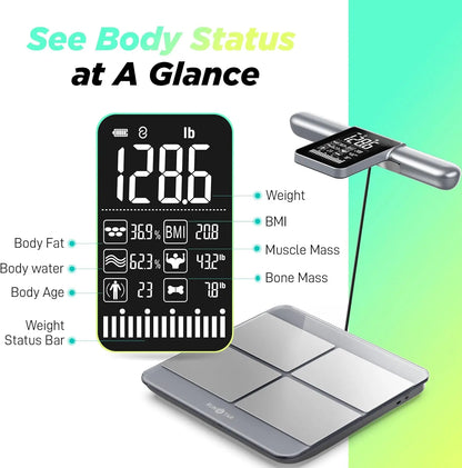 Smart Digital Scale with 8-Electrode Full-Body Analysis for Weight, BMI, and Fat Percentage Measurement