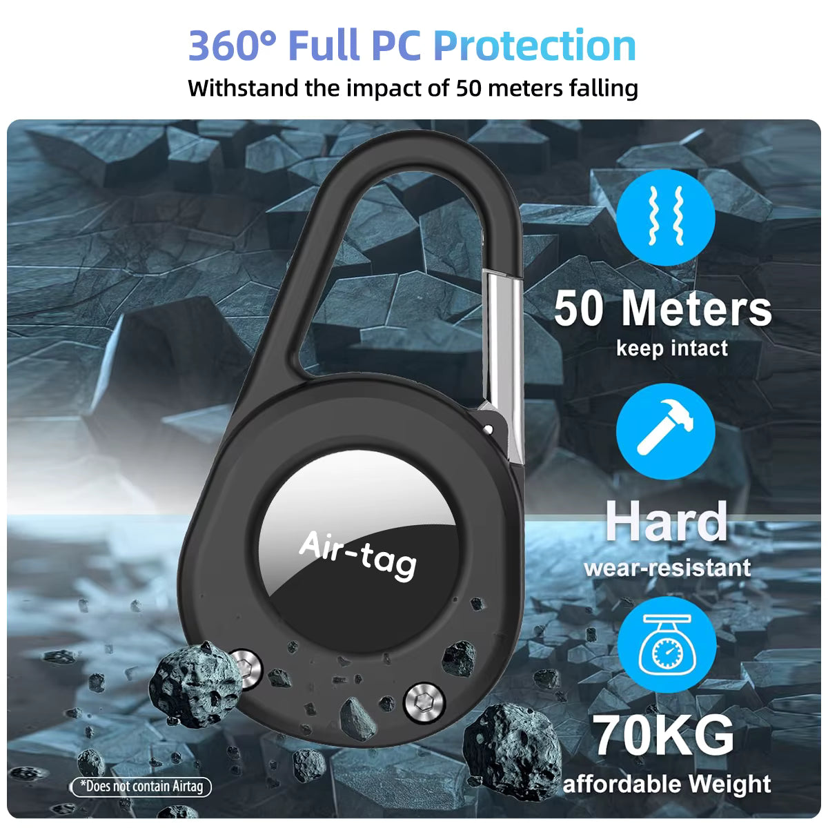 2 Pack Anti-Scratch Shockproof AirTag Keychain