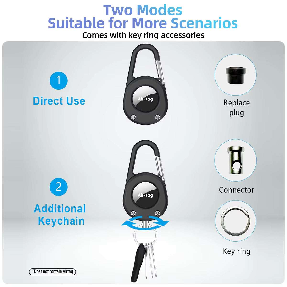 2 Pack Anti-Scratch Shockproof AirTag Keychain