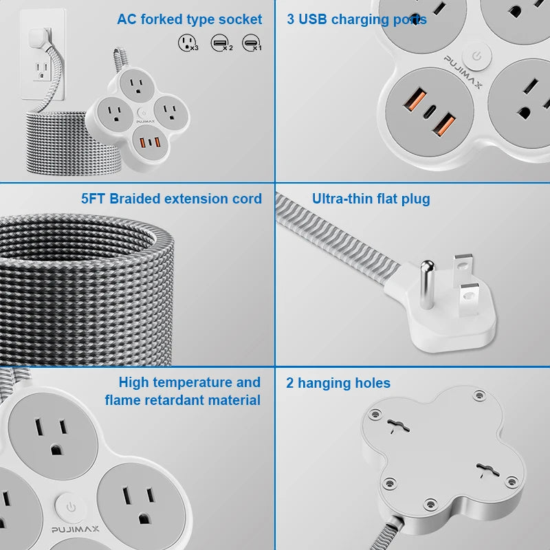 Flat Braided Power Strip