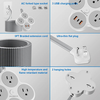 Flat Braided Power Strip