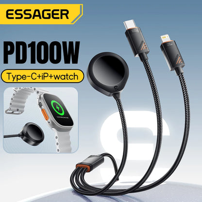 PD 100W 3-in-1 Charging Cable